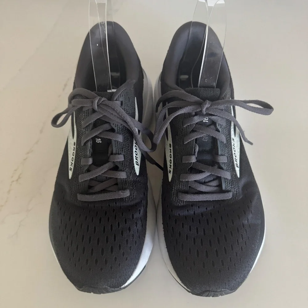 Brooks Ghost 16 Running Shoes Mens 7D Black White Neutral Cushioned Sneaker